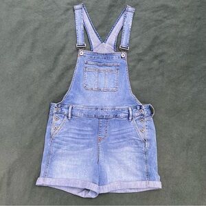 Light Blue Overalls Shorts with Cuffs